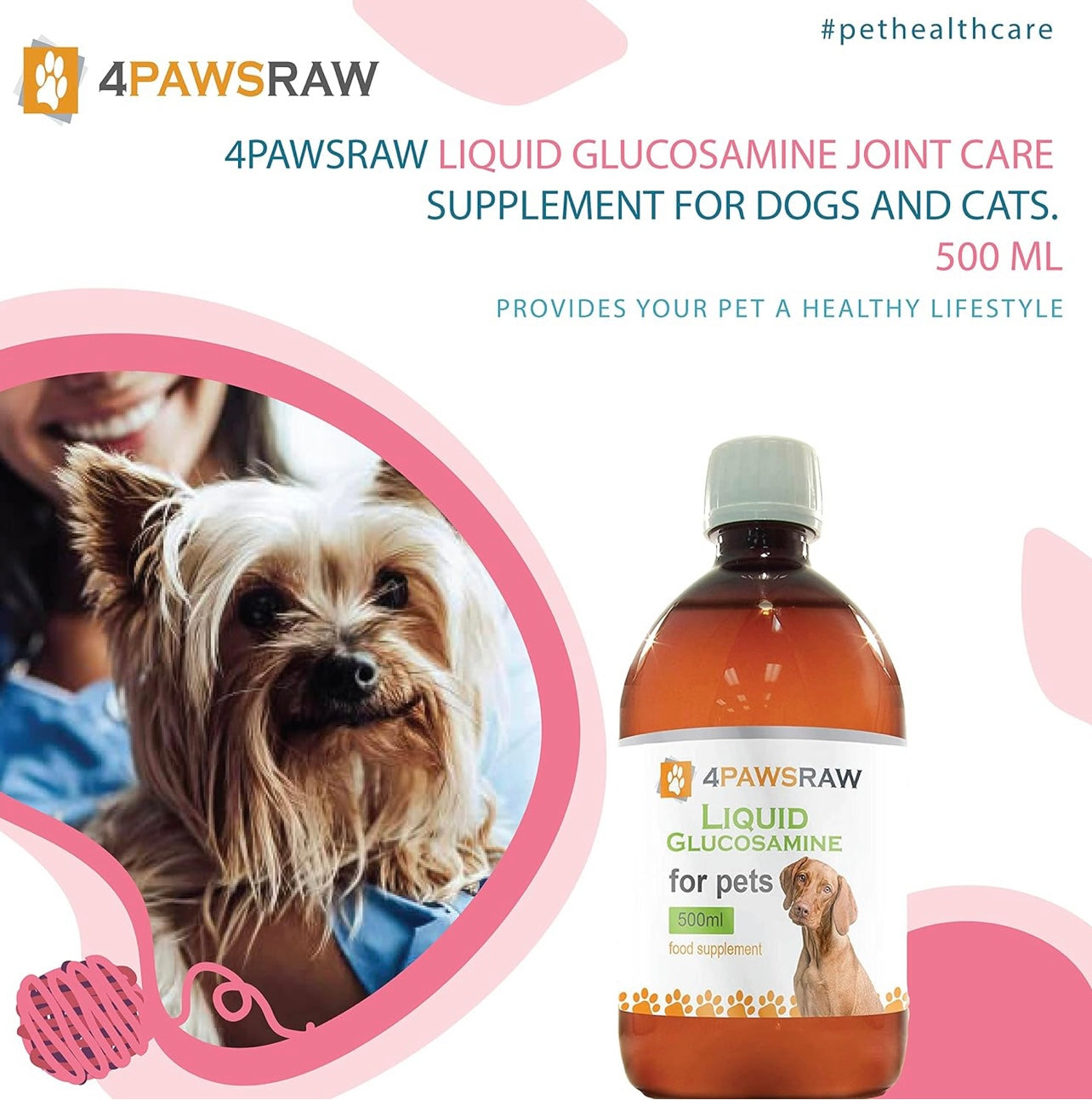 Liquid Joint Care Supplement with Glucosamine For Dogs or Cats with Jo Wrexraw